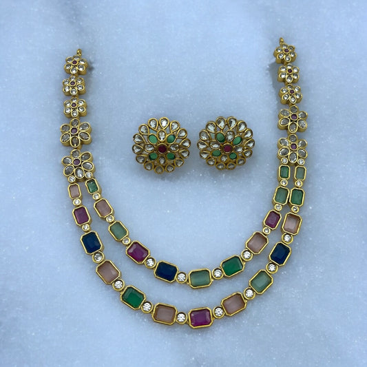 Navratna Kundan Necklace Set