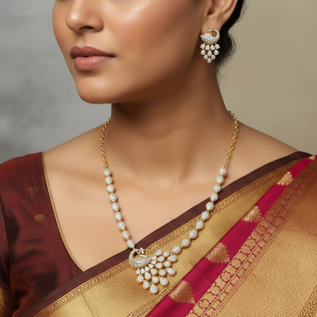 Peacock Royalty Necklace and Earrings Set
