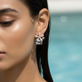 Floral Pearl and Crystal Stud Earrings