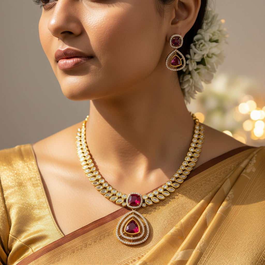 ✨ "Trikonika Jyoti" Necklace Set