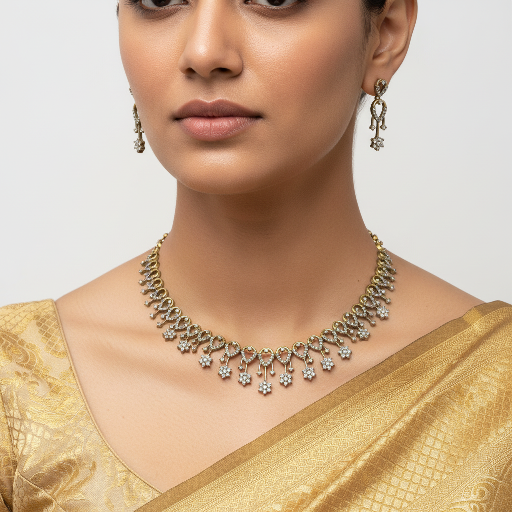 🤍🌸 "Shubhra Pallav" Necklace Set 🤍🌸