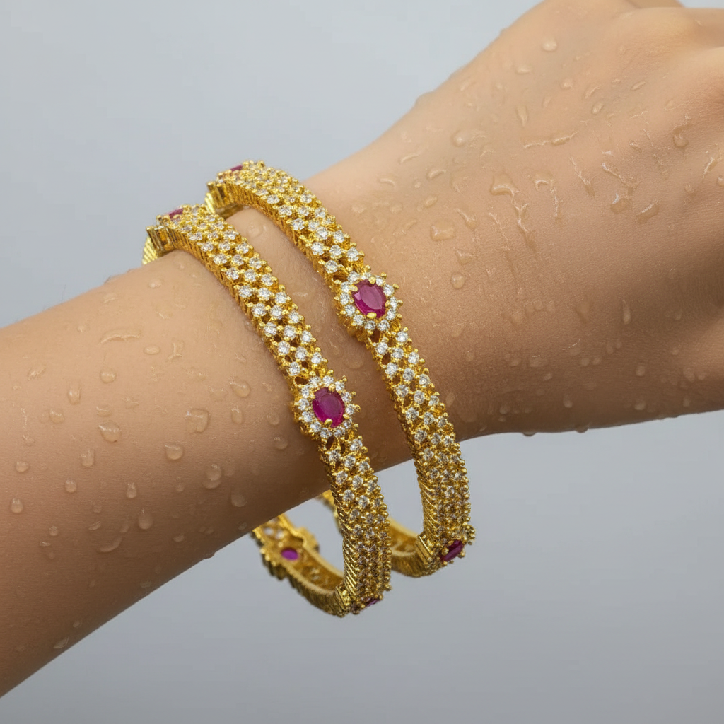 Majestic Ruby & Crystal Bangle Set