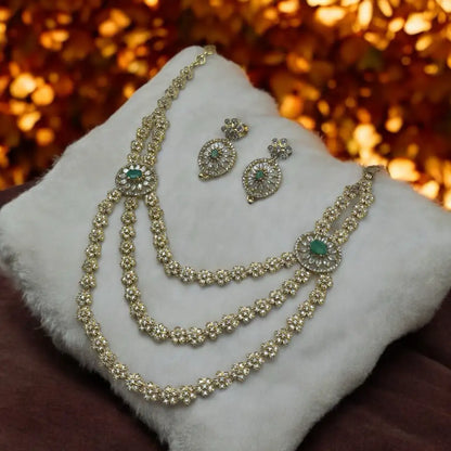Emerald Bloom Necklace and Earrings Set