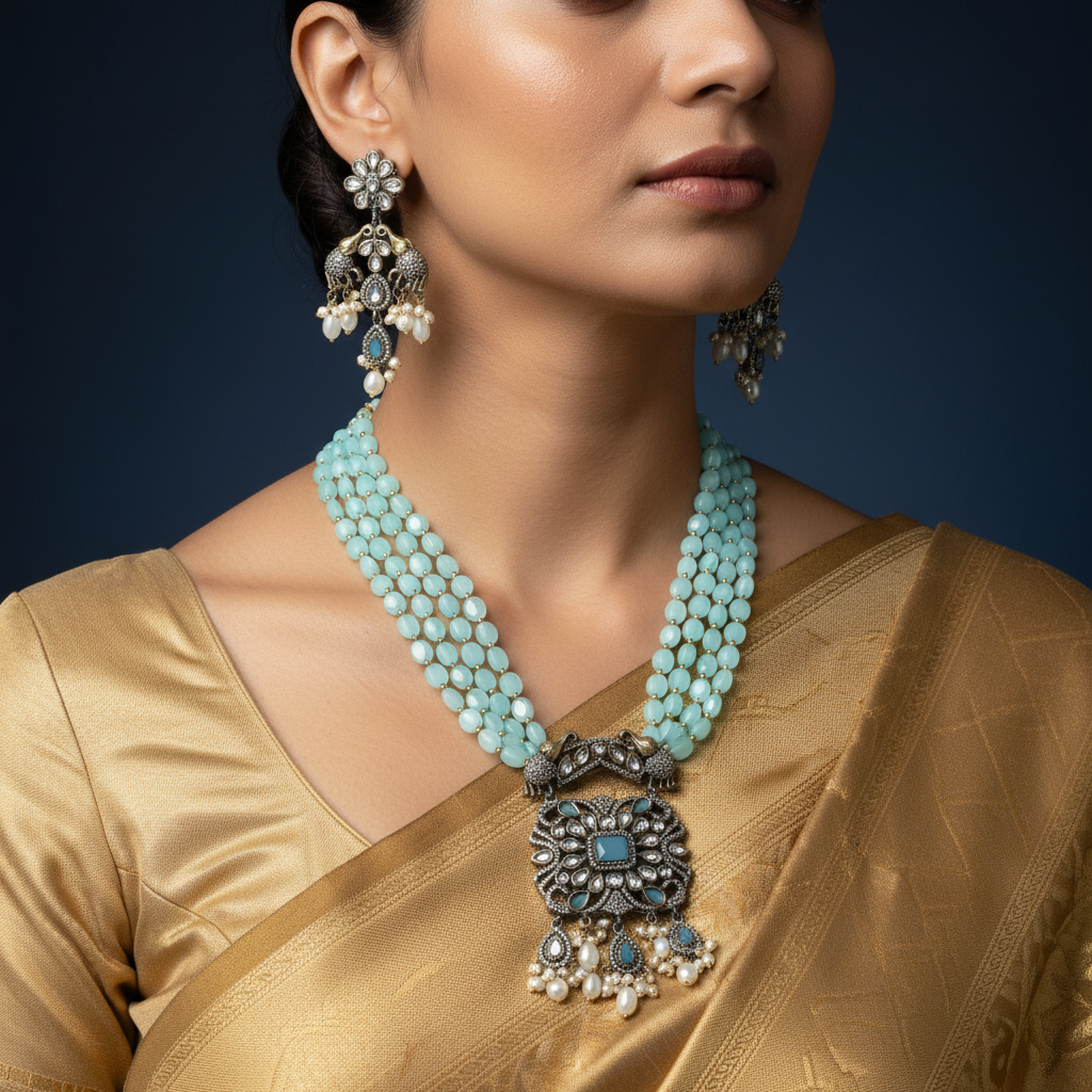 🌊 "Neelanjali" Oceanic Necklace Set 🌊
