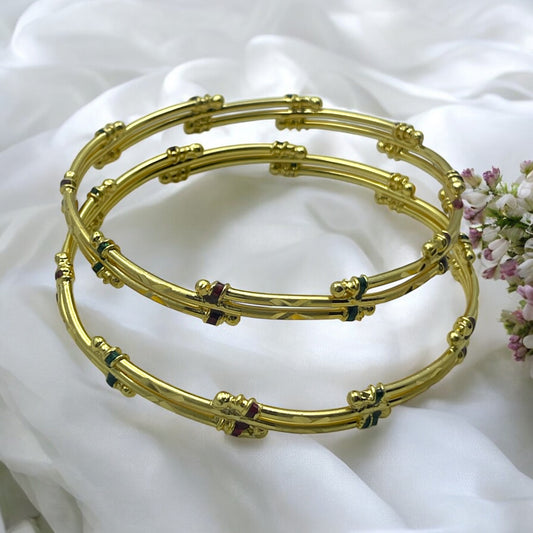 💛💚❤️ "Manasa Bandhan" 18K Gold Bangle Set ❤️💚💛