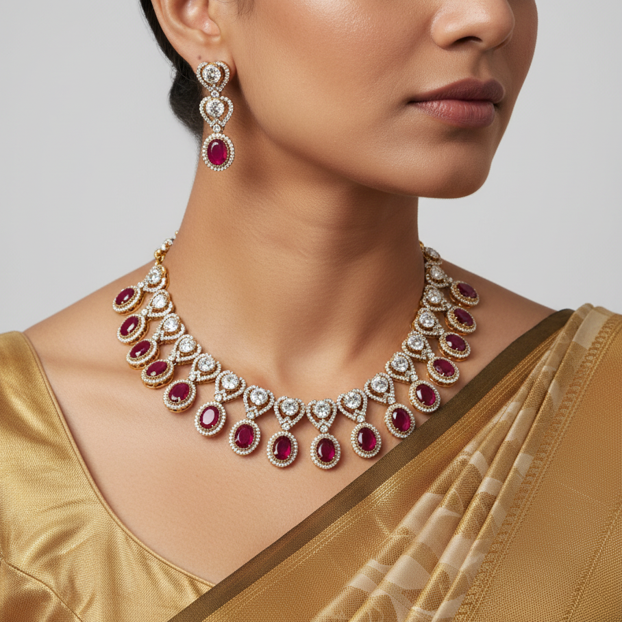 ✨ "Raktim Shweta" Necklace Set