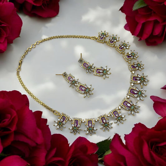 💜🌸 "Royal Bloom" Necklace Set 💎