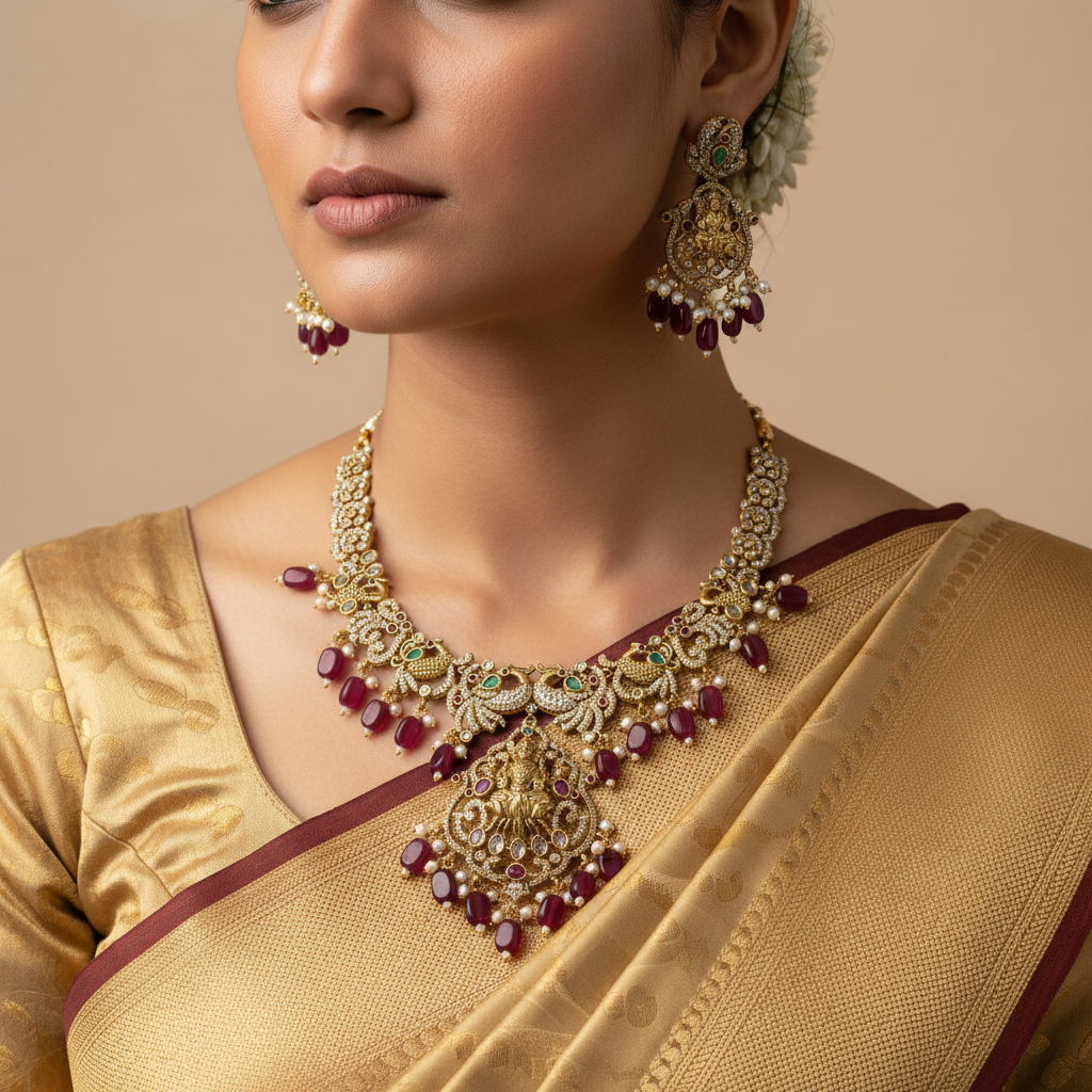 ✨ "Lakshmi Mayuri" Necklace Set ✨