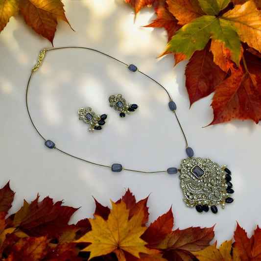 🍂 Vaishali Midnight Charm Necklace Set 🍂