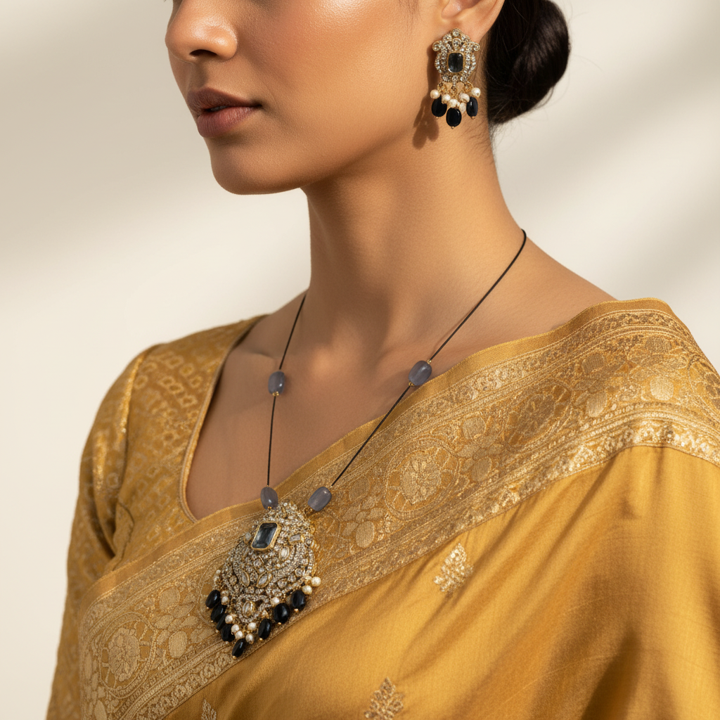 🍂 Vaishali Midnight Charm Necklace Set 🍂