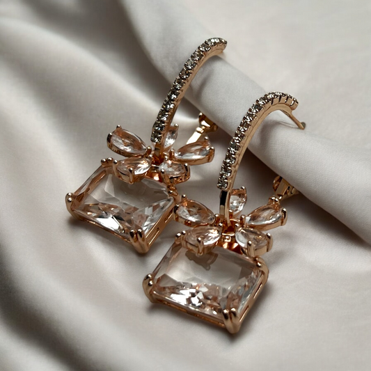Floral Crystal Drop Earrings