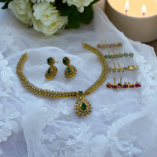 Elegant Necklace Set - Interchangeable Stones