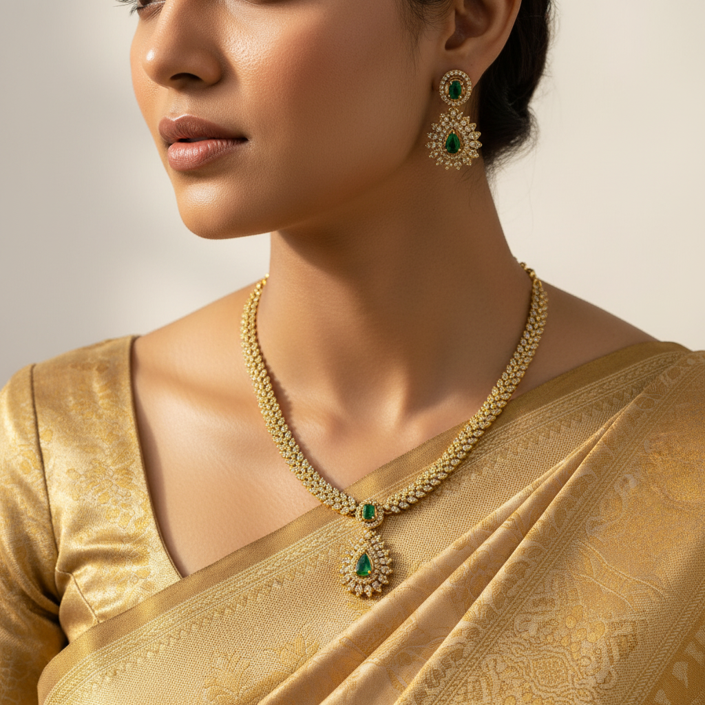Elegant Necklace Set - Interchangeable Stones