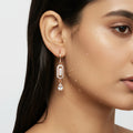 Baguette Link Drop with Teardrop Charm Rose gold earring