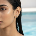 Blossom Halo CZ Circle Stud gold hoop earring