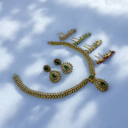Elegant Necklace Set - Interchangeable Stones