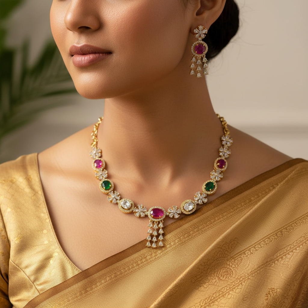 Royal Blossom Necklace and Earrings Set