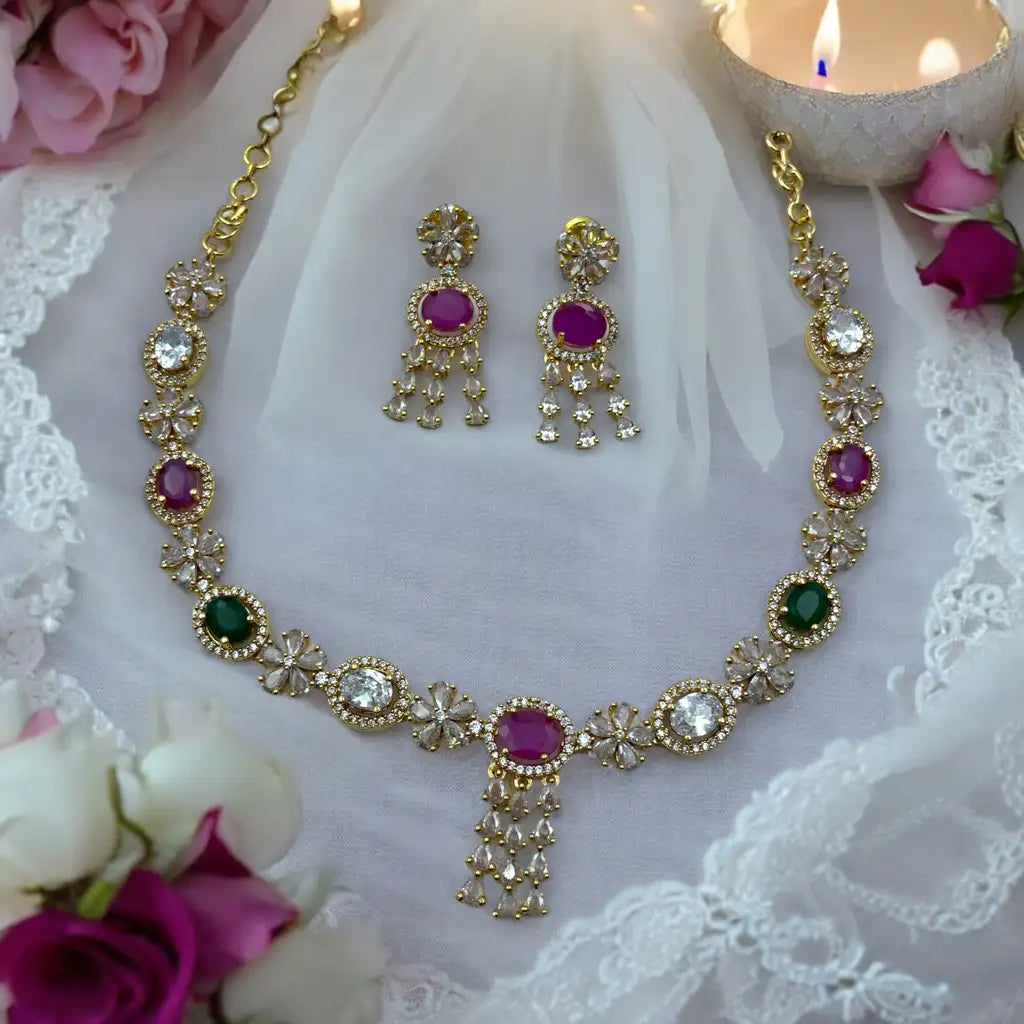Royal Blossom Necklace and Earrings Set