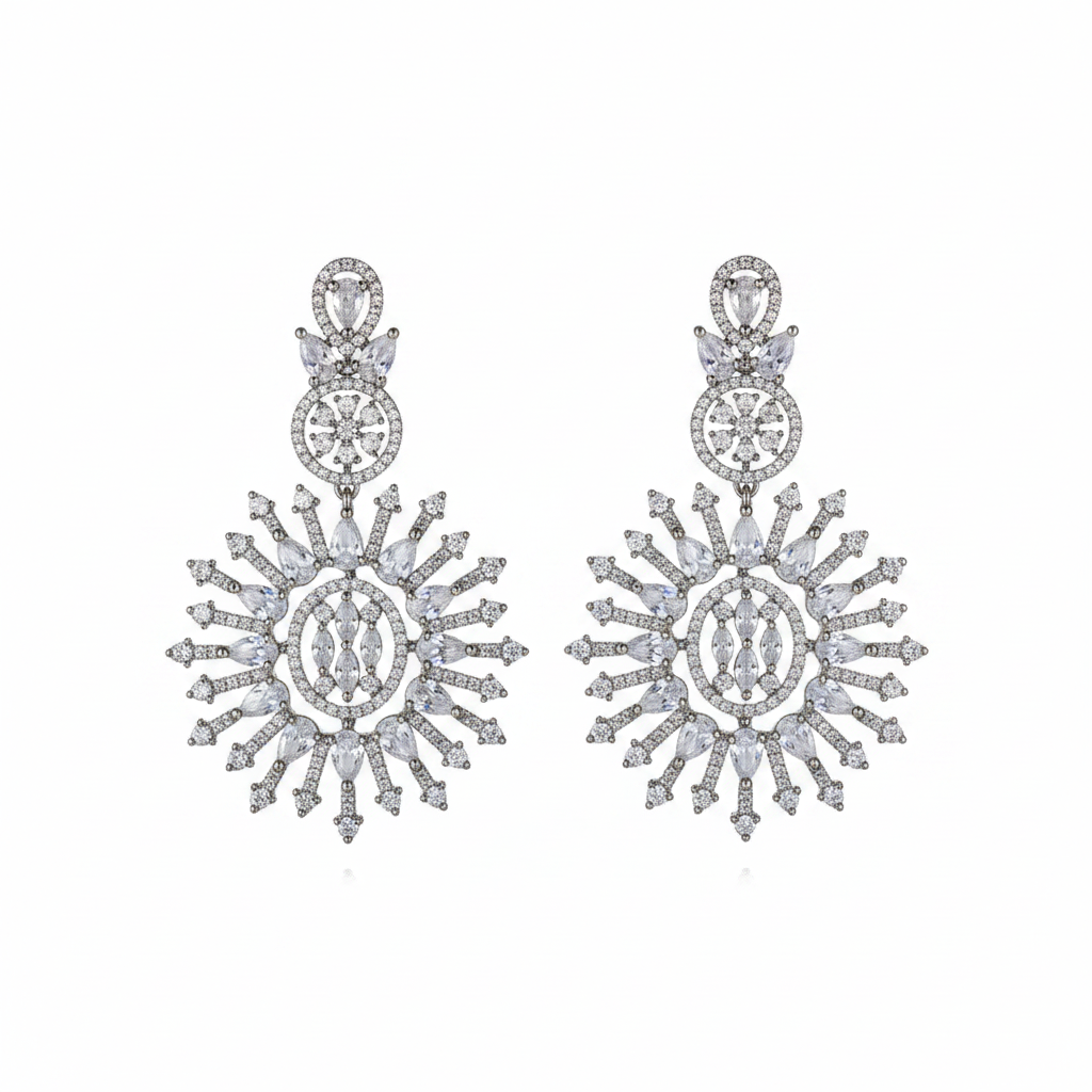 Celestial Bloom Crystal Statement Earrings
