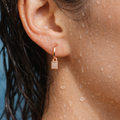 Rose Gold Square Charm Hoops