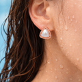 Rose Gold Triangular Pearl Studs