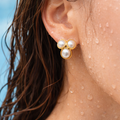 Gold Triple Pearl Cluster Studs