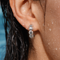Pearl Line Hoop Earrings