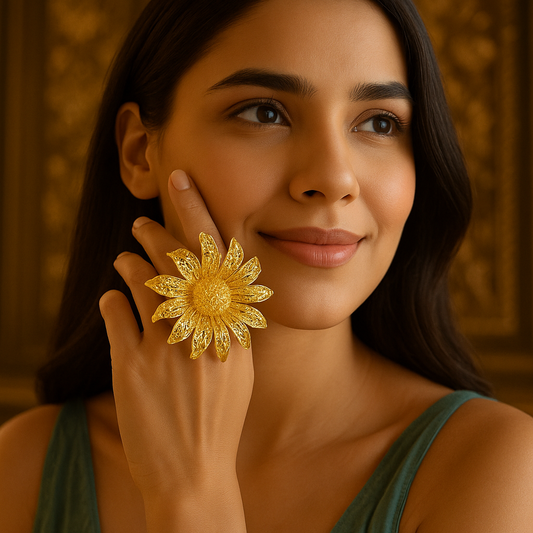 🌼 "Golden Bloom Statement" Ring 🌼
