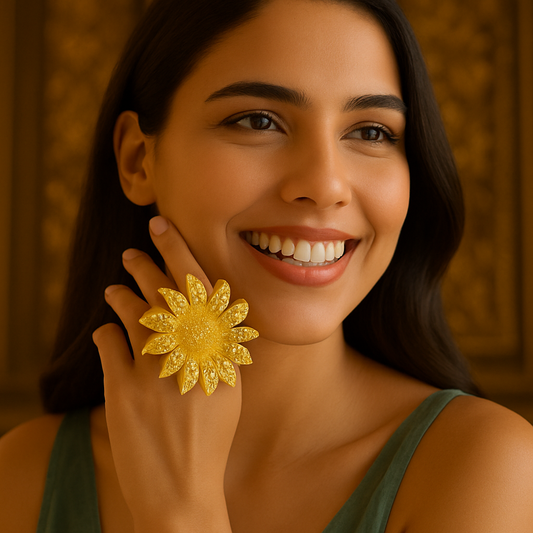 🌼 "Golden Bloom Statement" Ring 🌼