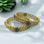 Regal Teardrop Kundan Bangle Set