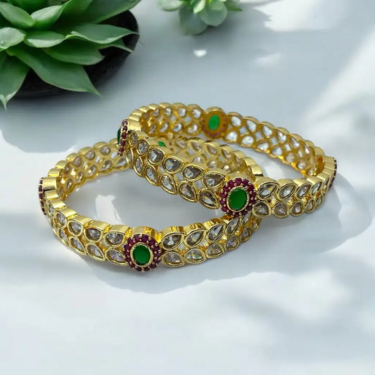 Regal Teardrop Kundan Bangle Set