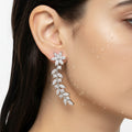 Crystal Floral Vine Ear Climbers Silver floral earring