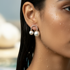 Double Pearl Arc Earrings