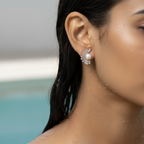Radiant Fan Pearl Stud Earrings