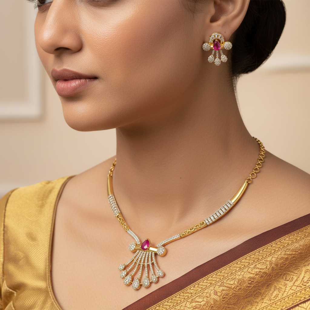 ✨ "Gulbahar" Gold-Plated Necklace Set ✨