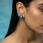 Silver Geometric Multi-Crystal Earrings