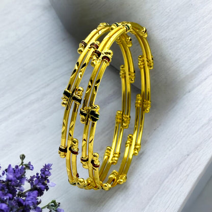 💛💚❤️ "Manasa Bandhan" 18K Gold Bangle Set ❤️💚💛