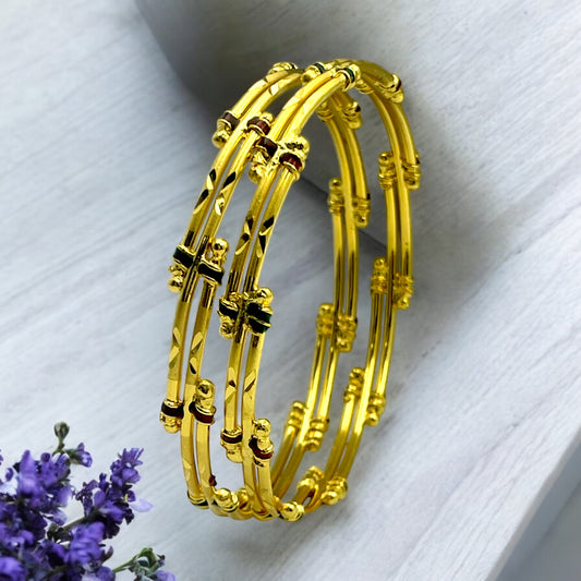 💛💚❤️ "Manasa Bandhan" 18K Gold Bangle Set ❤️💚💛