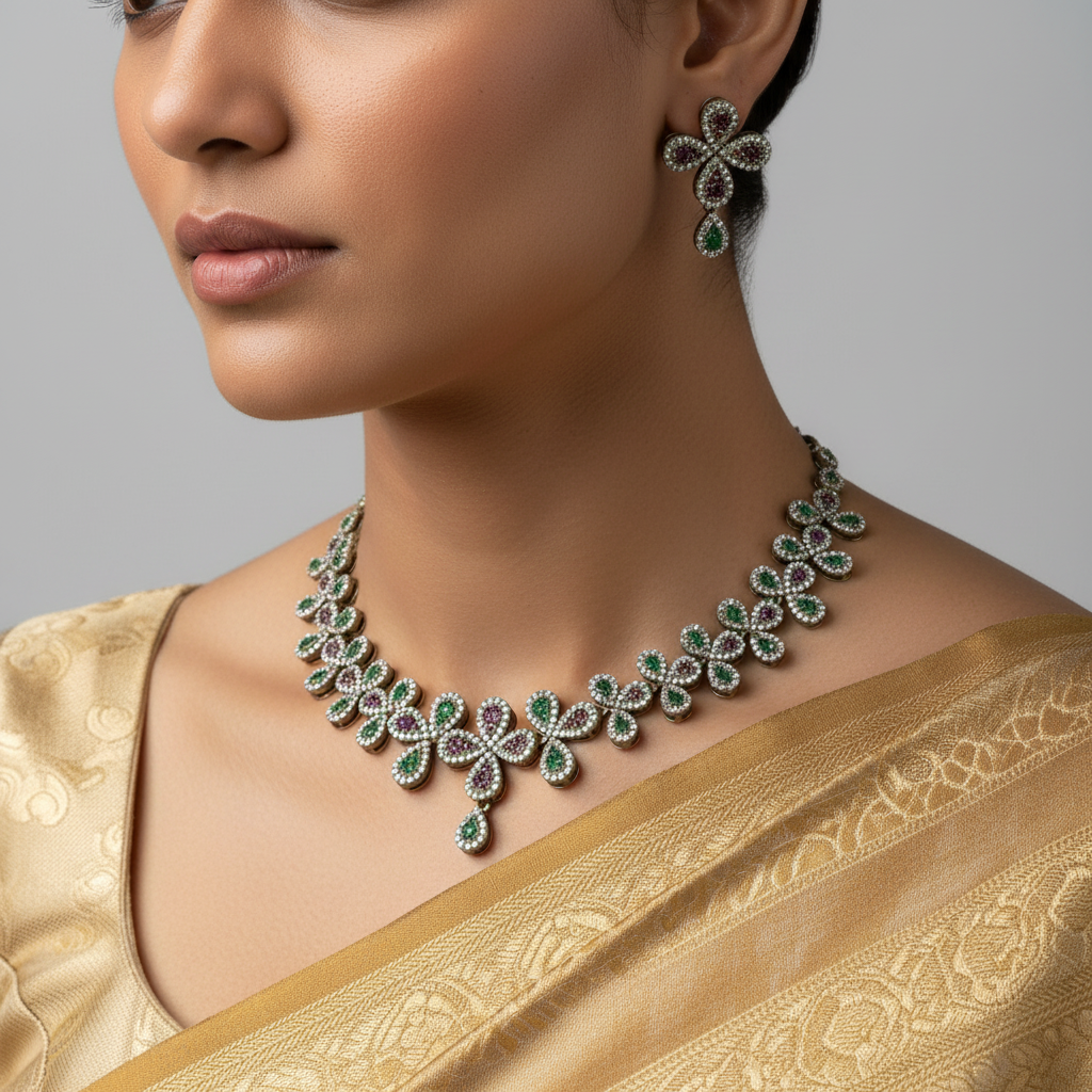🌸🌿 "Pushpa Valli" Necklace Set 🌸🌿