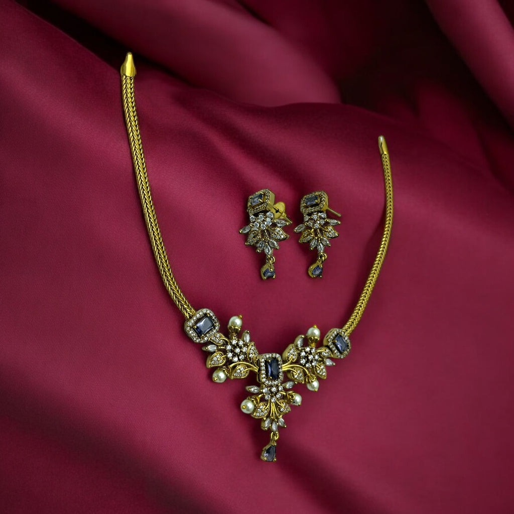 💙 "Nayantara" Royal Sapphire Necklace Set 💙