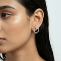 Dual Heart CZ Interlock Stud Heart-shaped earring