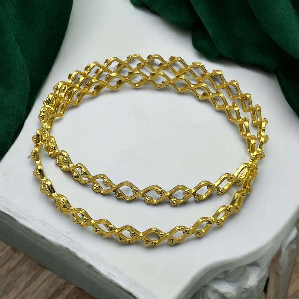 ✨ "Aakriti Bandhan" 18K Gold Bangle Set ✨