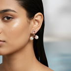 Double Pearl Loop Earrings