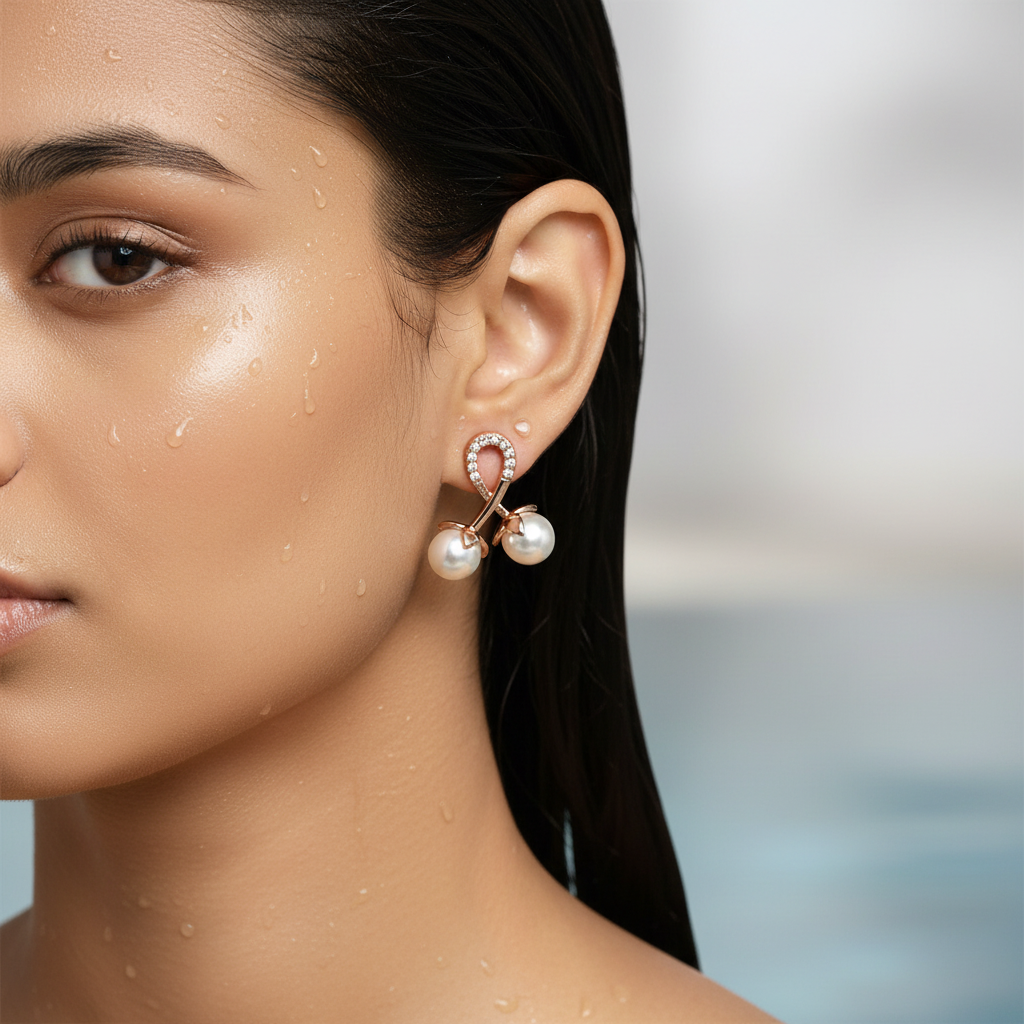 Double Pearl Loop Earrings