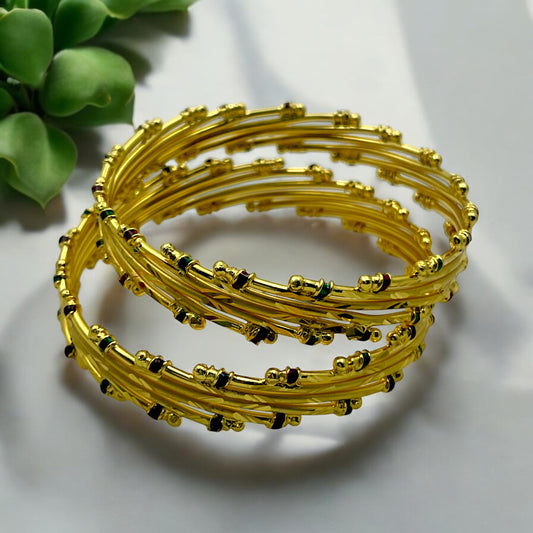 ✨ "Ratna Pankhi" 18K Gold Bangle Set ✨