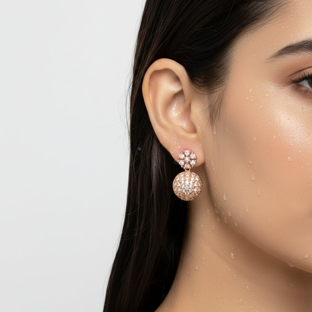 Elegant Sparkling Rose gold earring