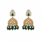 Emerald Beaded Temple Jhumka Earrings