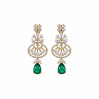 Emerald Drop Floral Halo Statement Earrings