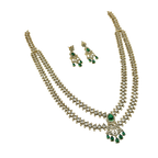 Jewelry set with necklace and earrings on a white background