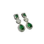 Emerald Green Halo Drop Statement Earrings